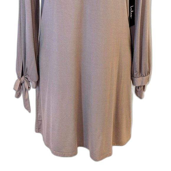 NWT Lulus | Deep V Shift Dress Glory Of Love in Mocha Mousse Taupe | Size Small - Picture 6 of 13